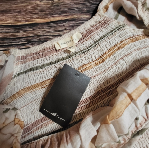 NWT Grade&Gather Crop Top SZ Medium Brown Stripes 100% Cotton - Picture 5 of 6